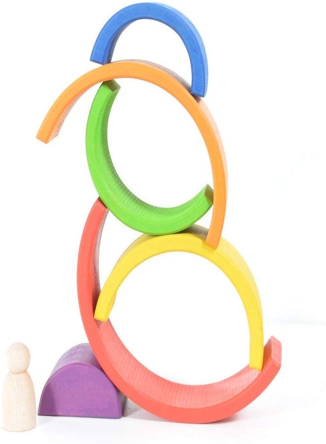 Skywalk SHORO 7Pcs Wooden Rainbow Stacker Toy - Geometry Building Blocks, Nesting Puzzle for Kids, Toddlers, Babies - Educational Learning Game CGM-309 - Image 3